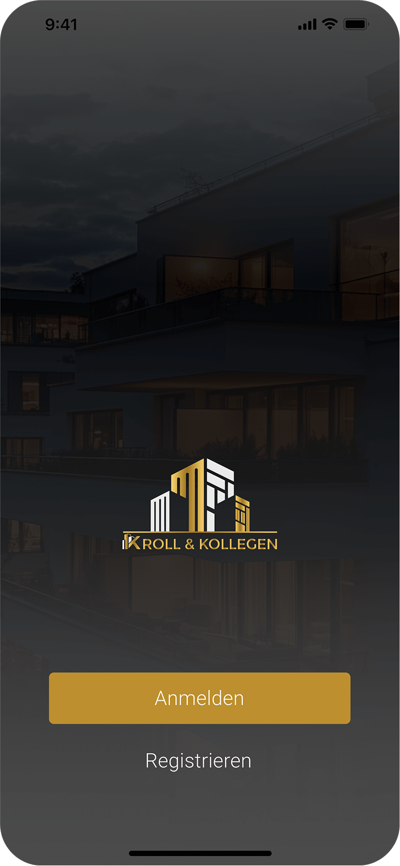 Kroll-APP: Anmeldebildschirm